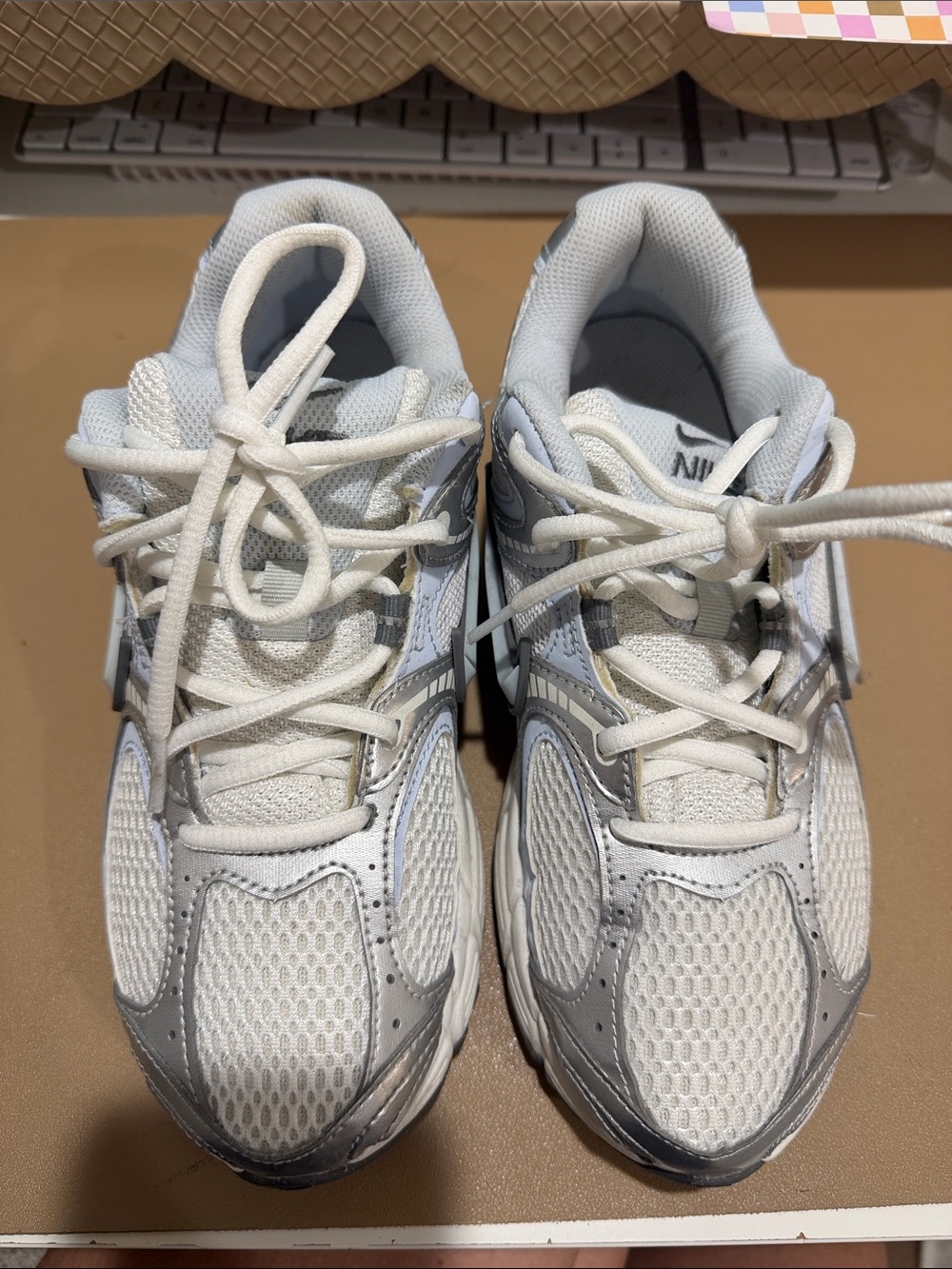 Nike  White and baby blue Mesh Athletic Sneakers